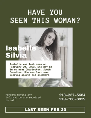 Free  Template: Missing Women Flyer Template