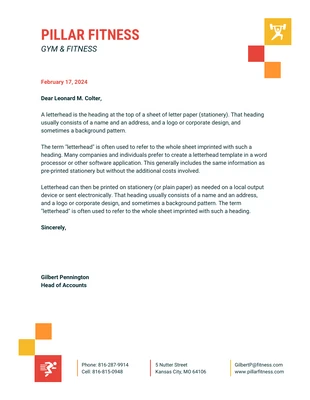 premium  Template: Fitness Gym Business Letterhead