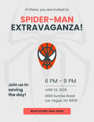 Free  Template: Red Grey Superhero Invitation