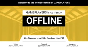 Free  Template: Yellow Gamer Offline Twitch Banner