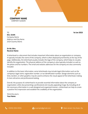 Free  Template: White Orange Elegant Modern Creative Letterhead Template