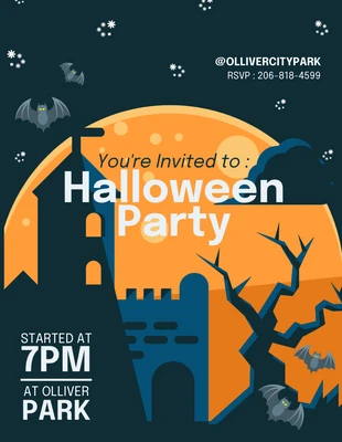 Free  Template: Dark and Orange Halloween Party Invitation