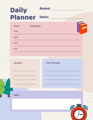 Free  Template: Minimalist Pastel Cute Daily Planner Template