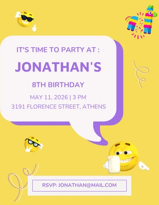 Free  Template: Yellow Chill Birthday Invitation