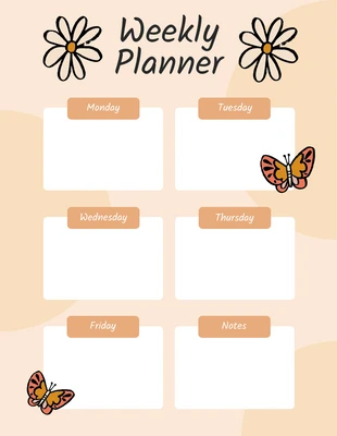 Free  Template: Cute Orange Pastel Weekly Planner Template