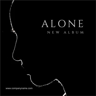 premium  Template: Black Minimalist Silhouette Sad Album Cover