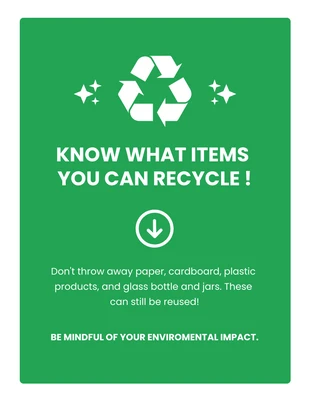 Free  Template: White And Green Simple Recycling Poster