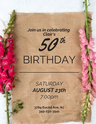 Free  Template: 50th Birthday Invitation