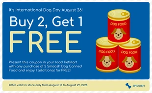 Free  Template: Blue Dog Food Voucher Coupon