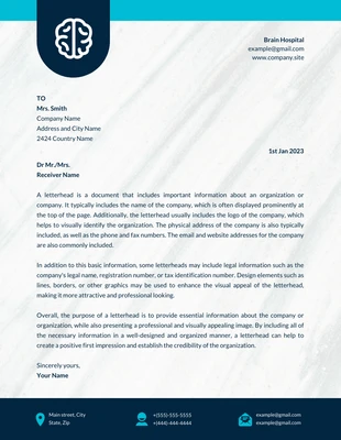 Free  Template: White And Blue Elegant Modern Hospital Letterhead Template