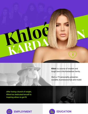 Free  Template: Khloe Kardashian Resume Infographic Template