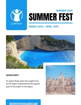 Free  Template: White Blue Summer Fest Newsletter Template