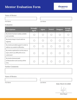 business  Template: Minimalist Students Evaluation Form Template