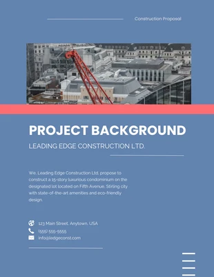 Free  Template: Simple Dark Blue Color Construction Proposal Template