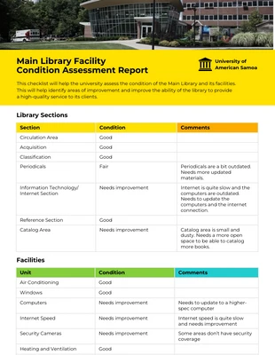 premium  Template: Building Facility Condition Assessment Report Template