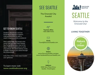 premium  Template: Seattle Travel Tri Fold Brochure Template