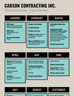 business  Template: General Monthly Calendar Timeline Infographic Template