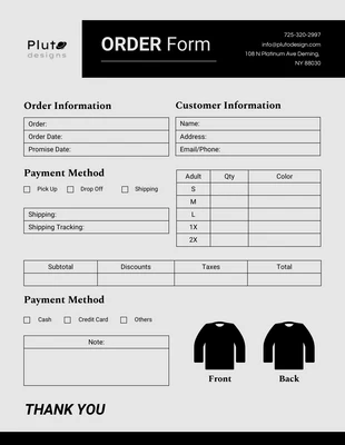 Free  Template: black Ecommerce Order Form Template