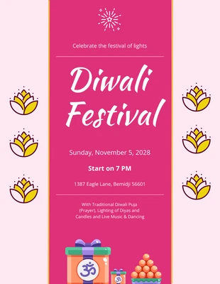 Free  Template: Purple Simple Diwali Invitations