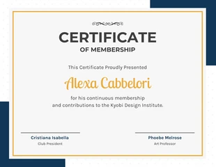 Free  Template: Sample Certificate of Membership in Organization Template