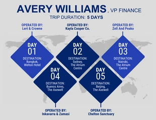 business  Template: Blue Diamond Map Itinerary Template