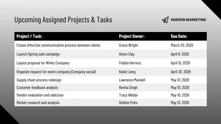 Free accessible Template: Company Project Table Chart Template