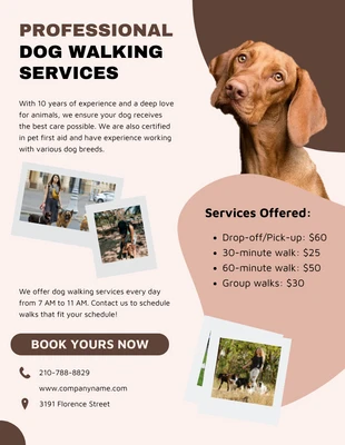 Free  Template: Dog Walking Advertisement Example Flyer Template