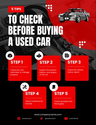 Free  Template: Red and Black Tips to Buying Car Poster