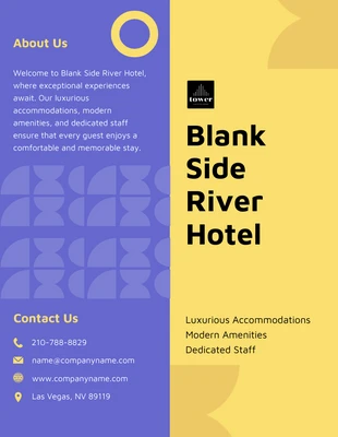 Free  Template: Abstract Purple Yellow Hotel Brochure Template