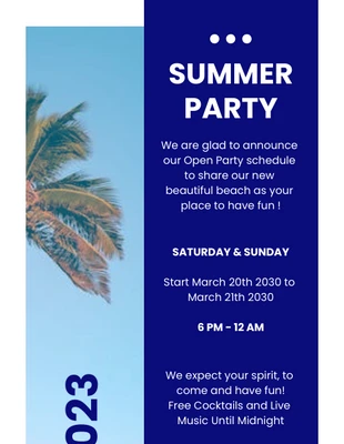 Free  Template: White Blue Summer Party Event Newsletter Template