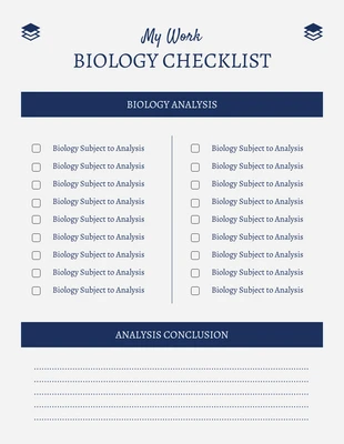 Free  Template: Clean Biology Work Checklist Template