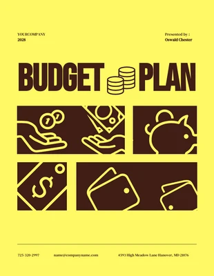 Free  Template: Yellow Brown Icon Budget Plan Template