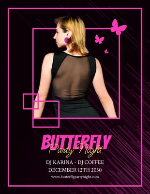 Free  Template: Butterfly Party Night Flyer Template