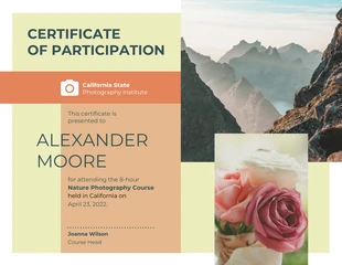 business  Template: Contemporary Photography Certificate of Participation Template