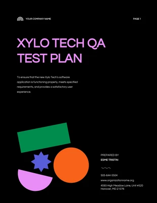 Free  Template: Colorful Test Plan Template