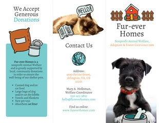 business  Template: Pet Animal Shelter Tri Fold Brochure Template