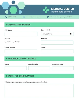 premium  Template: Healthcare Service Personal Information Form Template