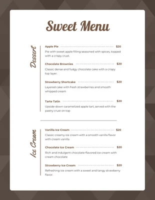 Free  Template: Dark Brown Minimalist Geometric Dessert Menu