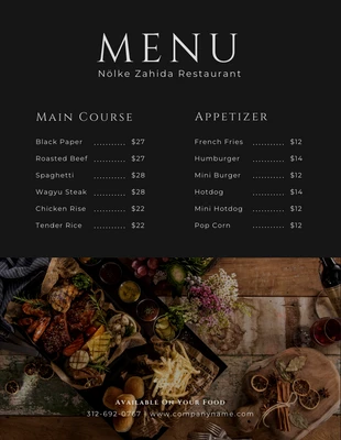 premium  Template: Black Simple Restaurant Menu