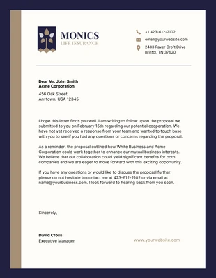 Free  Template: Dark Blue and Cream Business Letterhead Template