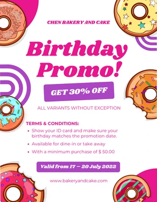 Free  Template: Birthday Promo Sale Flyer Template