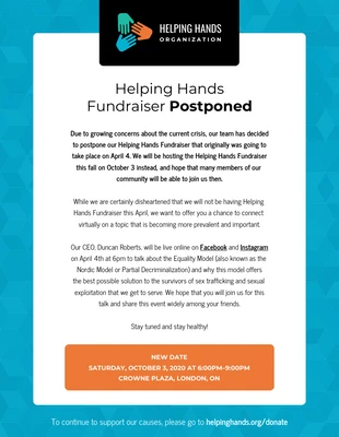 Free  Template: Event Canceled Fundraiser Email Newsletter Template