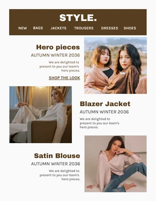 Free  Template: White Brown Simple Fashion Newsletter Template