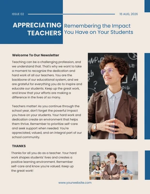 Free  Template: Appreciating Teacher Newsletter Template