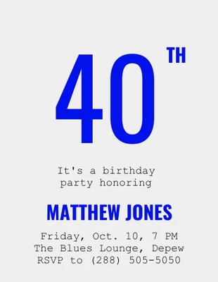 Free  Template: 40th Birthday Invitation