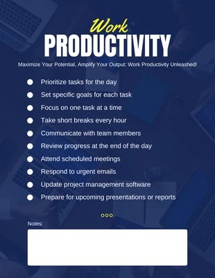 Free interactive Template: Navy Modern Work Productivity Daily Checklist Template