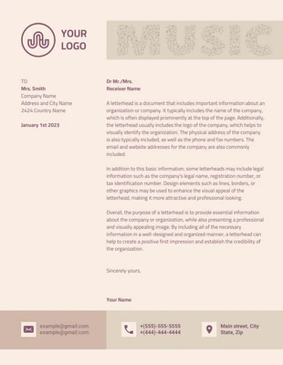 Free  Template: Cream Monochrome Modern Music Creative Letterhead Template