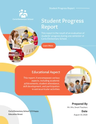 Free  Template: Clean Student Progress Report Template