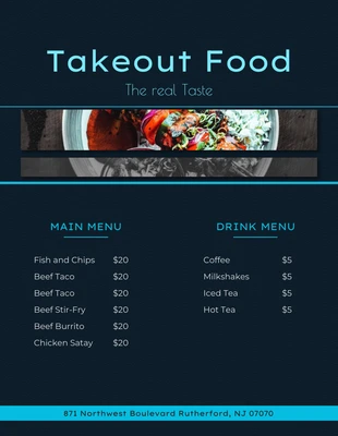 Free  Template: Blue & Cream Minimalist Takeout Food