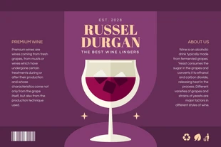 premium  Template: Purple Simple Wine Label